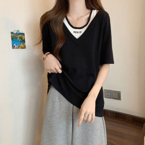 Áo Thun Tay Ngắn Kẻ Sọc Cỡ Lớn Thời Trang Mùa Hè Dáng Rộng Cổ Tròn in Họa Tiết Phong Cách Hàn Quốc Dành Cho Nữ