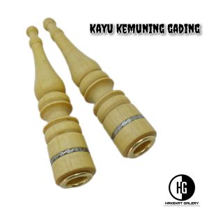 pipa once cangklong varian profil bubut 9 cm kayu kelor hitam kemuning gading cendana wangi kelor emas h54