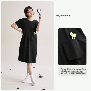 yuenei | Pure Cotton Summer Sleepwear Womens Short Sleeve Home Clothes Outdoor Wearable Comfortable Breathable Casual Home Style