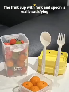 880ML Portable Breakfast Cup Oatmeal Cereal Nut Yogurt Salad Cup Container Set with Fork School Lunch Box Food Storage Bento Box