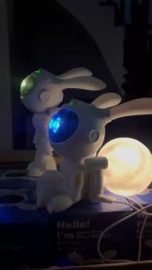 Đèn Chiếu Phi Hành Gia Thỏ Chiếu Bầu Trời Sao Đèn Ngủ Phi Hành Gia Chiếu Sao Dùng Phòng Ngủ Phòng Trà Cafe