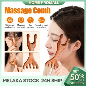 Head Massage Comb Sandalwood Body Meridian Massage Scalp Brush Wide Tooth Gua Sha For Body Neck Leg Massage Comb