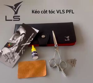 Kéo cắt tóc VLS lưỡi thẳng quai offset vênh đỡ ngón cố định PFL