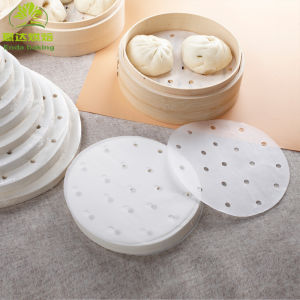 Disposable Steaming Paper Pad Silicon Oil Paper round Shape Baozi Xiaobaozi Steamed Bun Mat Paper Home Use Kitchen Tool