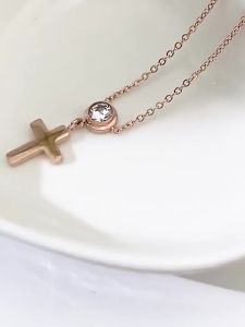 SHISHANGMEIDI | Quiet Cross Titanium Steel Necklace for Women Rose Gold