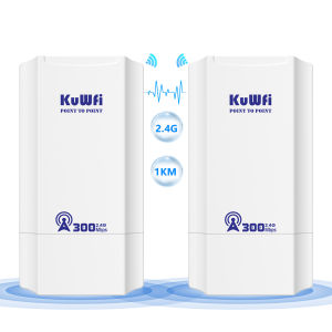 other | KuWFi 300Mbps Outdoor Wireless Bridge – Point to Point Long Range 1KM WiFi Kit for IP Camera CCTV Surveillance Weatherproof