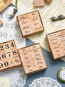 Wooden Planner Stamp Set Multifunctional Design