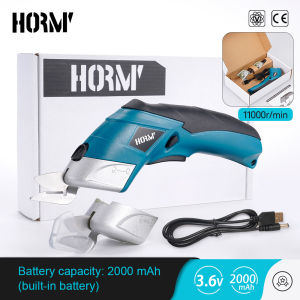 Hormy USB rechargeable electric scissors 3.6V fabric leather fabric cardboard plastic cutting tool with built-in 2.0Ah battery