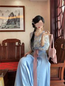 Tilisi Qixiang Fenghua Shi Ji Xinling Han Element Tang Zhi Short Shirt Ba Pao Skirt Hanfu Daily Slimming Womens Clothing