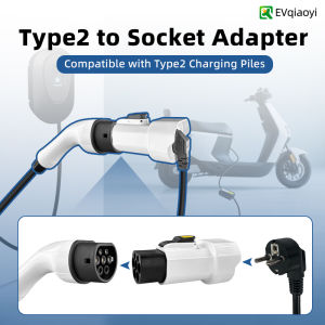 EVqiaoyi Type2 Charging Pile to 220V EV Adapter Type2 Male Plug to Household Socket Converter for All Type2 Charging Stations