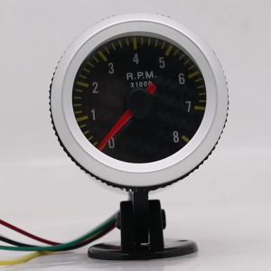 2 inch 52mm 0 - 8000 RPM Gauge Car Tachometer Carbon Fiber Face Yellow LED For 1-8 Cylinders Gasoline Car