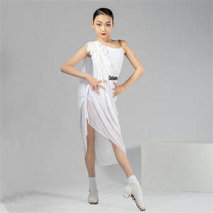 Girls Latin Dance Dress Summer Mesh Wings Skirt Competition Performance Costume New Style Sleeveless Dress for Kids