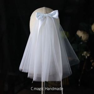 SALANGHANDA Handmade Bridal Tulle Wedding Dress Ladies Veil Bow Tie Hairpin Bridal Veil Bridal Wedding Hair Accessories