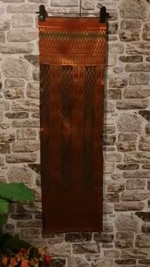 139.ผ้าฝ้าย ผ้าทอทั้งผืน ลายมัดหมี่ขิต สีแดง