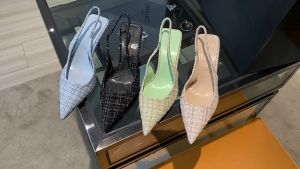 Korean High Heels Sandals for Women Summer new Pointed sandals Stiletto High Heels canvas Women’s sandals Temperament Wedding Sandals party High Heels Sandals Outdoor Sandals fashion Elegant 2.5 inches
