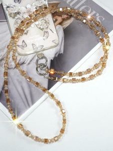 Fashionable Square Crystal Phone Chain Crossbody Camera Strap Luxury Pendant Universal Elegant Sensation Mobile Accessory