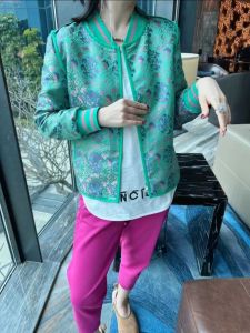 Xinyu Original Fashion Green Floral Embroidery Short Jacket 2024 New Chinese Style High-End Sensation Womens Outerwear