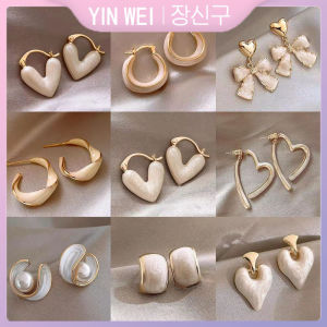 YIN WEI Pearl love earrings Korea simple flower earrings fashion temperament earrings advanced sense earrings