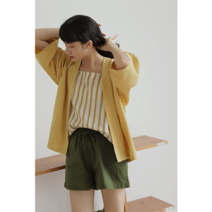 Retro Japanese Style Loose Womens Summer Spring Sun Protection Shirt Thin Cardigan Outerwear V-neck Short Sleeve Top