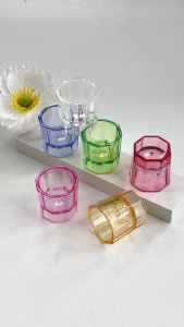 Colorful Acrylic Octagonal Nail Cup Crystal Glass Dish Nail Art Liquid Container For Acrylic Powder Monomer Liquid