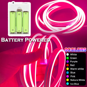 Battery Powered Flexible Neon Rope LED Strip Lights for Bedroom Gaming Room Decor
