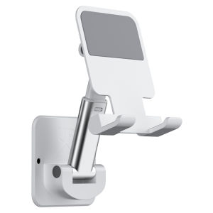 Adhesive Wall Mounted Phone Holder Foldable Extendable Bathroom Kitchen Sticky Wall Fixing Waterproof Plastic Arm Stand