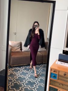 ZYHT EraVogue Đầm Váy nữ váy tím váy dài tay váy cổ vuông váy công sở váy lưới váy xã hội cao cấp váy sự kiện váy cưới váy kiểu Pháp 9704