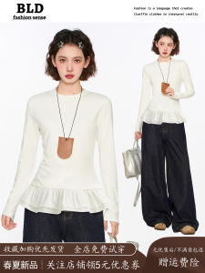 Áo Thun Cotton Dài Tay Ôm Vừa Vặn Màu Trắng Cho Nữ Mùa Xuân Thu Thiết Kế Cổ Tròn Tay Dài Thường Ngày Chất Liệu Cotton