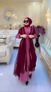 Thalita Dress Shimer Brukat Premium Gamis Pesta Kondangan Wanita Dewasa Korean Style Terbaru Kekinian