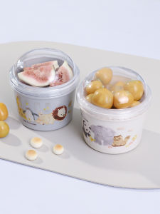 Mini Portable Sealed ness Box Fruit Lunch Box Carryable Yogurt Salad Cup Children Snack Box round Shape Food Grade PP