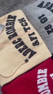 SWEATER HOODIE ZIPPER ABERCROMBIE NAVY PREMIUM LOGO TEXS PULL BORDIR / JAKET STM WHO A.U TERBARU