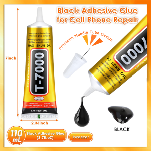 T7000 Black Soft Adhesive T-7000 Computer Cell Phone Touch Screen Repair Frame Anti-vibration Universal Frame Battery Cover Glass Repair Glue With precision needle tube.