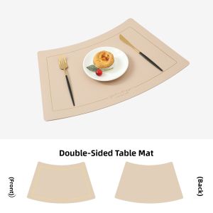 Leather Feel Fan Shaped Dining Mat Heat Resistant Table Pad Home Use Waterproof Oil Proof round Table Plate Mat Nordic Style
