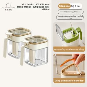 MODERN SWEETHOME | Hũ Gia Vị Thủy Tinh Đậy Kín Có Ngăn Chứa Thìa