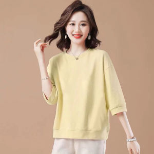 Big Sale Leak-Picking Label Cut Discount Plus Size Womens Spring and Autumn Pure Cotton T-shirt Fashion Casual 3/4 Sleeve Print Tops