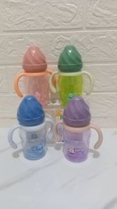 Minitree Botol Susu Bayi Regular Neck 150ml Model Tutup Eskrim untuk Usia Bayi 3 Bulan Keatas Baby Feeding Bottle Unik with Handle Dengan Gagang Unik Lucu Bahan PP Sangat Tebal Berkualitas Sudah BPA Free Antipecah dan Bisa Direbus