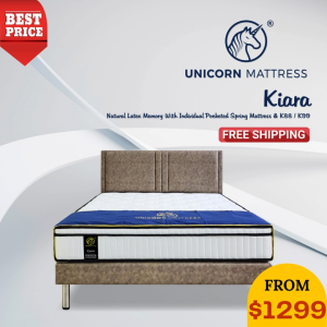Unicorn Kiara 11 Inch With Latex Pocketed Spring PillowTop Mattress + Divan K99 Bedframe Bundle Set