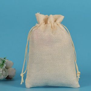 Cotton Linen Floral Storage Drawstring Jute Bag Finishing Storage Pouch Cute Makeup Bag Christmas Gift Candy Jewelry Organizer