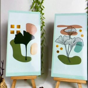 HIASAN DINDING DAUN GINGKO HIJAU ABSTRAK WALLDECOR NUANSA ABSTRAK DAUN MINIMALIS 15X30 HIASAN DAN PAJANGAN RUMAH AESTHETIC KEKINIAN