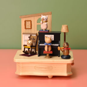 Jeancard Music Box Wooden Music Box Cat Piano Kids Boy Girlfriend Birthday Ideas 38 Gifts