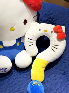 Gối U Shaped Kitty Cat 7D Cotton Inner Core Neck Pillow for Naptime Home Office Area Universal Comfortable Gối U Shaped