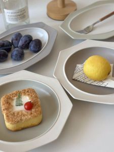 Fengpu Home Simple Ceramic Deep Dish Matte Octagonal Dessert Plate Restaurant Cake Breakfast Pasta Plate Dining Utensils