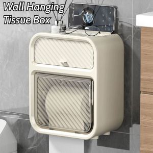 Wall Mounted Toilet Paper Box No Punching and Waterproof Paper Box Roll Holder Toilet Paper Storage Rack