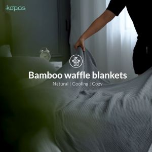KAPAS LIVING | Bamboo Waffle Blanket | 100% Bamboo | Cooling & Breathable