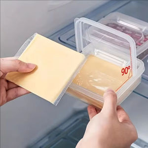 YESPERY 3Pcs Butter Cheese Storage Box Transparent Cheese Box Refrigerator Kitchen Garlic Chili Fresh-keeping Organizer