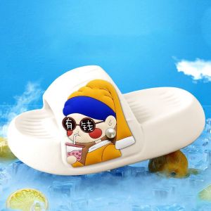 Dép đúc nguyên khối bánh mỳ nữ đế cao họa tiết CÔ GÁI TRÀ SỮA dễ thương hottrend 2022 mã KD36