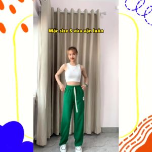 Quần suông cạp cao thêu họa tiết chữ C phong cách thể thao dành cho bạn NỮ
