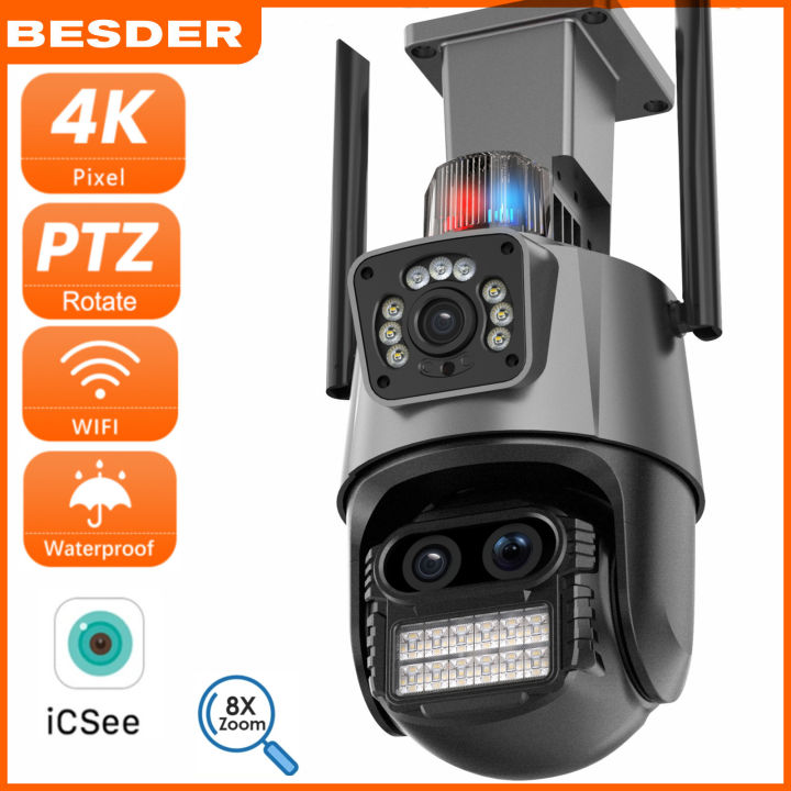 BESDER 15MP WiFi IP Camera Outdoor 8X Zoom Three Lens Dual Screen