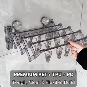 Ready Stock Transparent Heavy Duty Socks Drying Rack Wall Mounted Clips Lingerie Hanger Rak Penyangkut Klip Stokin Lekat Dinding Jemuran Boleh Lipat Boleh Laras Foldable Storage Organizer Laundry Toilet Hanger Baju Tuala Bilik Mandi Balcony WashroomCloth
