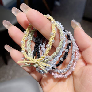 Fresh Pearl Embellished Woven Hair Ties Womens Simple Elegant Hair Bands Korean Style Beaded Hair Bands New 2025